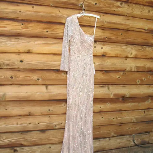 Mac Duggal 4982 Womens EMBELLISHED ONE SLEEVE GOWN W/ SEQUIN BELT