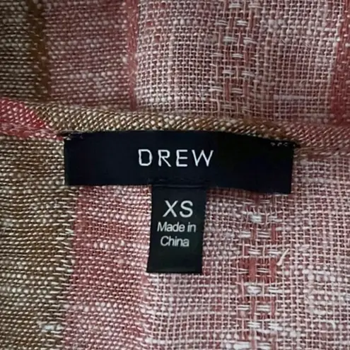 Drew Shirt Women XS Pink Red Vertical Stripe Linen Blend Tank Neutral Minimalist