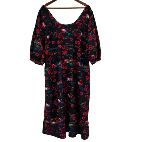 Rachel Comey X TARGET Red Floral Print Volume 3/4 Sleeve Dress plus size 16/ 18