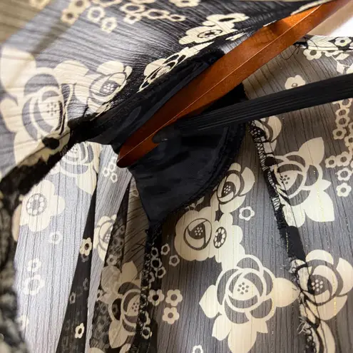 R & M Richards VTG 14 Plus Floral Sheer 3/4 Sleeve Top Open Embroidered Grandma