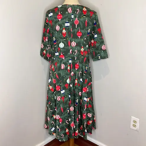 Collectif Suzanne Christmas Tree Swing Dress Size UK 18 Green Size 14