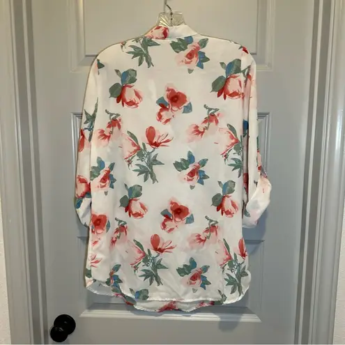 Wishful park  White Floral Print 3/4 Sleeve Blouse size L