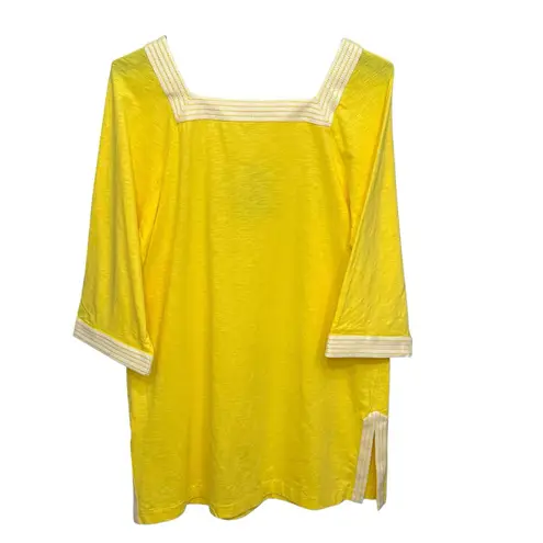 Boden USA Boden Dress Tunic Women's Size 14R Yellow Embroidered Beach Resort Wear Comfort