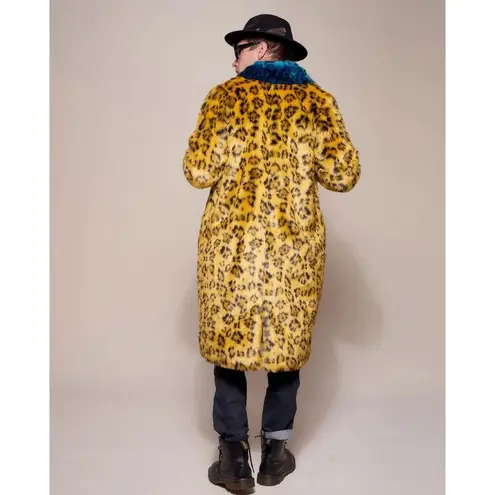 NWT SpiritHoods Unisex Yellow Cheetah Calf Length Faux Fur Coat S $249
