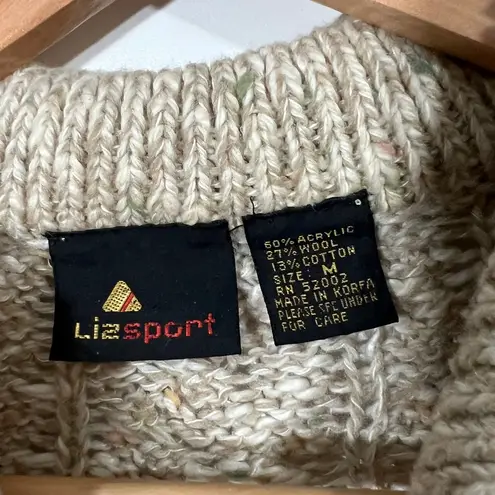 Liz Sport Vintage Cableknit Sweater with Collar Size Medium