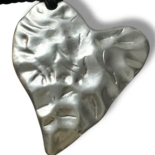 Urban Outfitters  Annette Heart Corded Necklace Silver Black Layered NWT