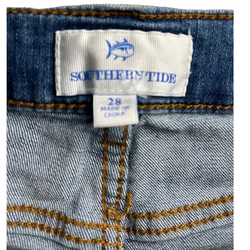 Southern Tide  Hayes High Waisted‎ Distressed Indigo Denim Shorts Size 28 - Image 5