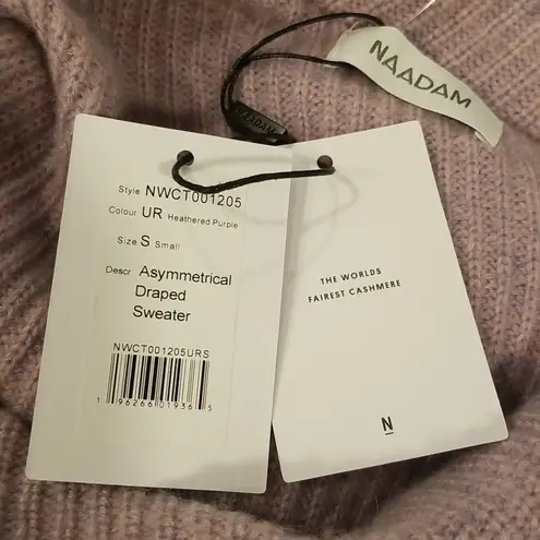 💕NAADAM💕 Asymmetrical Draped Sweater Wool Cashmere Heathered Purple Small NWT