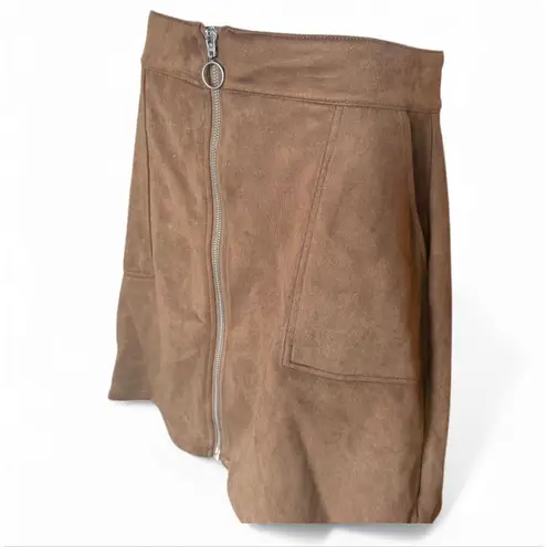 Maurice's Womens  Taupe Faux Suede Zip Front Mini Skirt - Sz 14