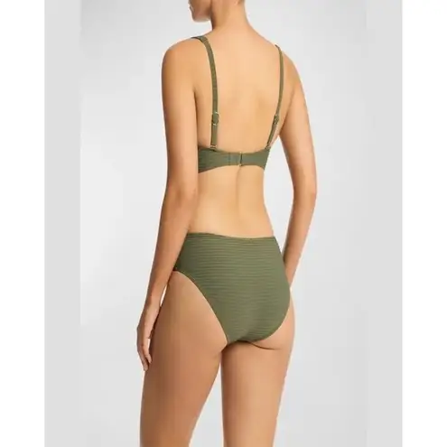 Sea Level Eco Essentials Cross Front Khaki Green Multifit Bra Bikini Top Size 10