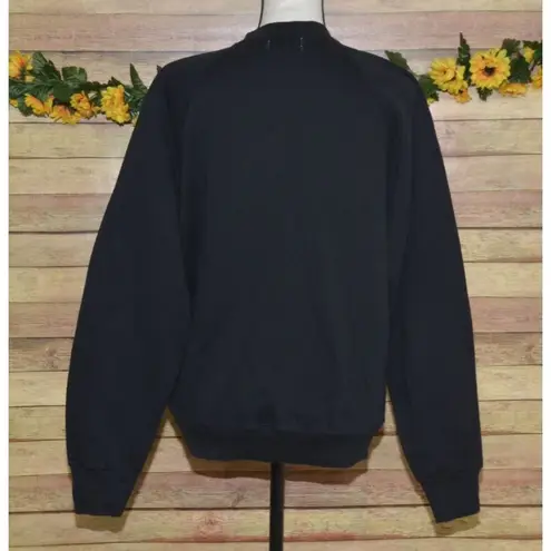 Tultex Vintage Hand Crafted Black Christmas 3-D Reindeer Sweatshirt Size L Granny Core