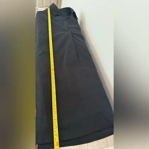 Preston & York Gabby Stretch V-Neck Collared Short Sleeve Dress Black Linen 16