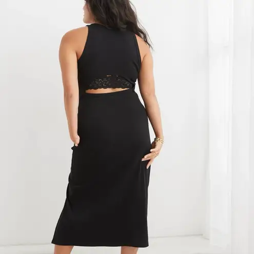 Aerie  Open Back Black Midi Dress Size Medium thumbnail 2