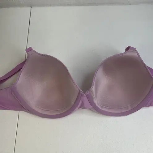 Maidenform 36D Bra Demi T-Shirt Purple Lace Lightly Padded Underwire DM7543