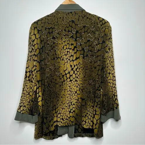 Artex Collection Crocodile Reptile Print Cardigan Blouse Size XXL Green