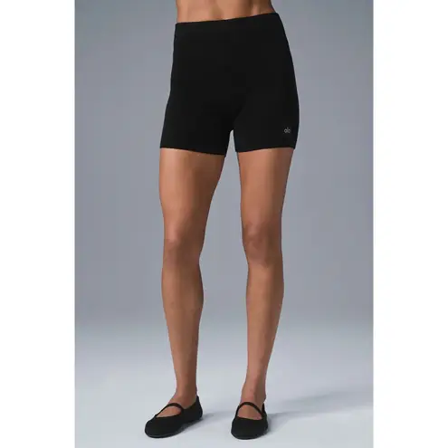 Alo Scholar Knit High Waist Short Womens Small Black Athleisure Cashmere
