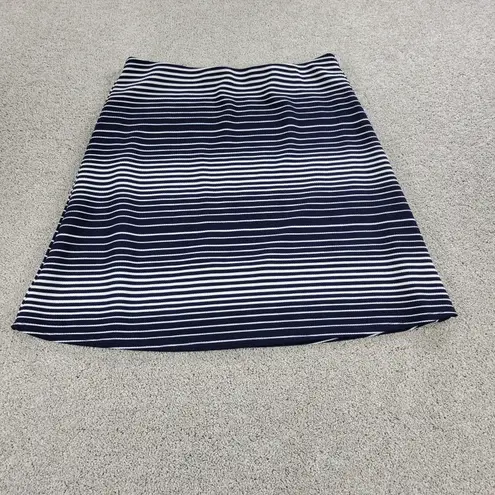 Margaret M Womens Skirt Large Navy White Stripe A Line Mini Stretch Lined Blue