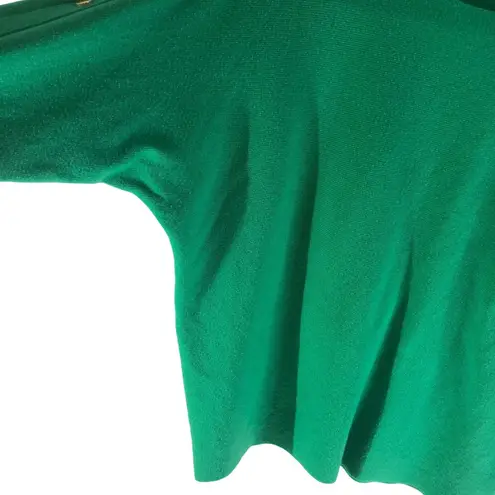 Vila Milano Womens Sweater Dolman Sleeve Button Detail Crew Neck Green M