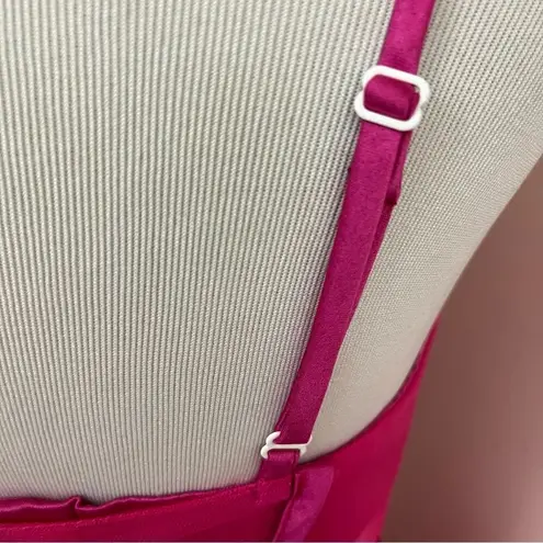 Fuchsia Pink Tulle Evening/ Prom Gown Corset Style Sheer S