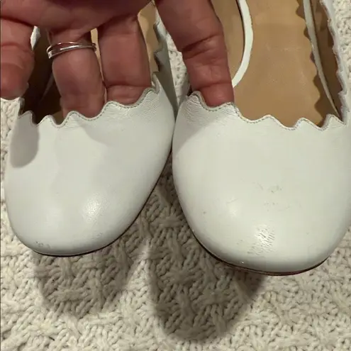 CHLOE WOMENS Scalloped Lauren Heels White Leather Pumps 41 Size 10