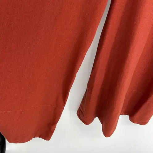 Free People NWT  Womens Wide Leg‎ Button Front Long Sleeve Jumpsuit Rust Red XS