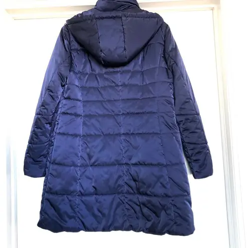 Preta LoBue Blue Hooded Puffer Coat Nylon Cold Winter Size L