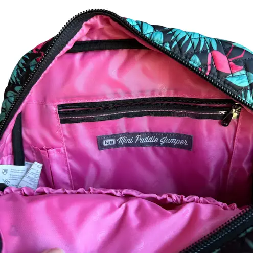 Lug Mini Puddle Jumper Tropical Flamingo Quilted Convertible Crossbody Tote Bag Black