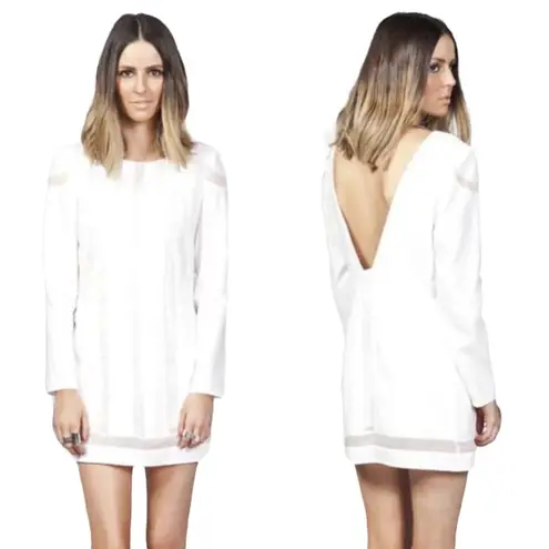 Finders Keepers Turning Tables Long Sleeve Dress Size XS White Sheer Paneled