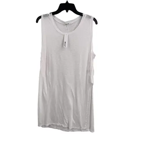 LA Made  White Sleeveless Tee Side Slit Small New