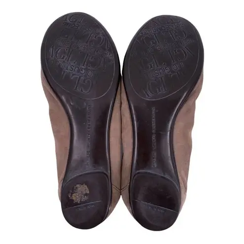 AGL Taupe Brown Suede and Snakeskin Cap Toe Ballet Flats Size 37