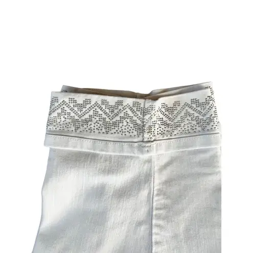 CJ BANKS Relaxed Stretch White Capri Crop Embellished Jean size 20W