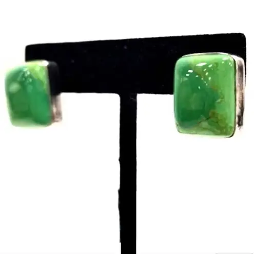 JAY KING DTR Green Turquoise Cabochon Sterling Silver Rectangular Earrings 925