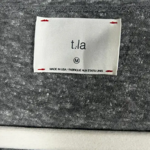 T.La Anthropologie Gray Heathered 3/4 Sleeve Scoop Neck Top Made in USA Casual Size M