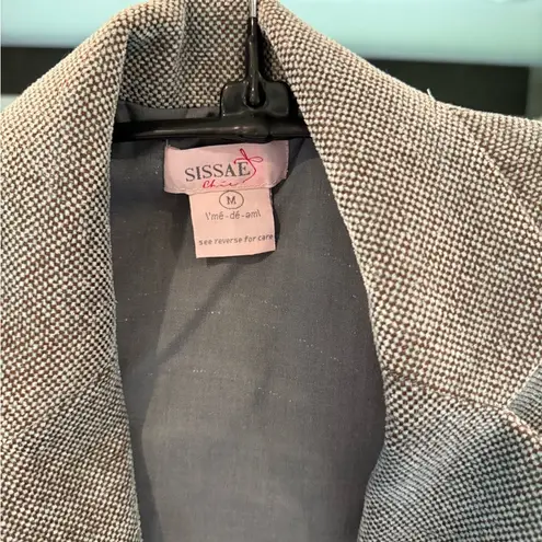 SISSAE Chic Gray Trench Coat Wool