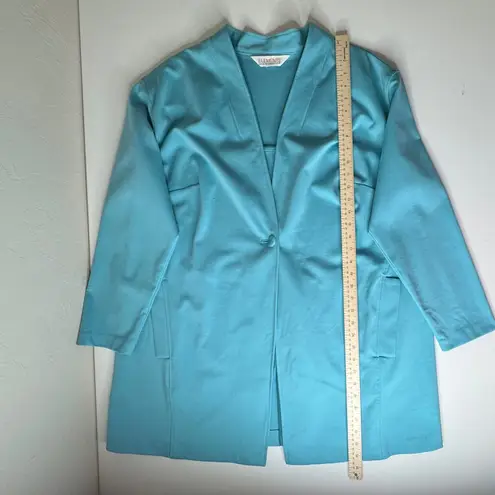 Isaac Mizrahi Elements Live! Knit Cardigan Blazer Aqua Blue Travel Office Chic