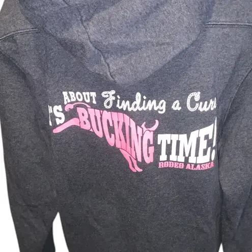Sport-tek Rodeo Alaska Breast Cancer Find A Cure Hoodie Sweatshirt Lace Up