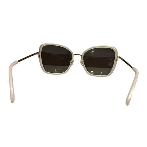 Amelia E. Gaya Sunglasses White Gold Metal Bold Chic Classic Square 54
