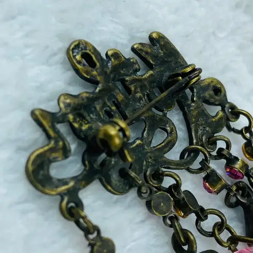 Mother Brass Bronze Color Pin Brooch Dangles Boy Girl Shoes Heart Charm