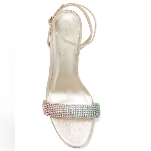 Loeffler Randall Shay Rainbow Crystal Metallic Gold Ankle Strap Sandal NEW 10.5