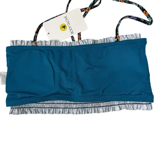 Body Glove Small Elora Bikini Swim Top Smocked Bandeau Lined Bra Floral Abloom