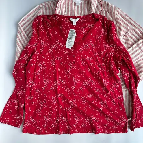 Charter Club & Gap Body Women's Size Large Set of 3 Holiday Red Long Sleeve PJ