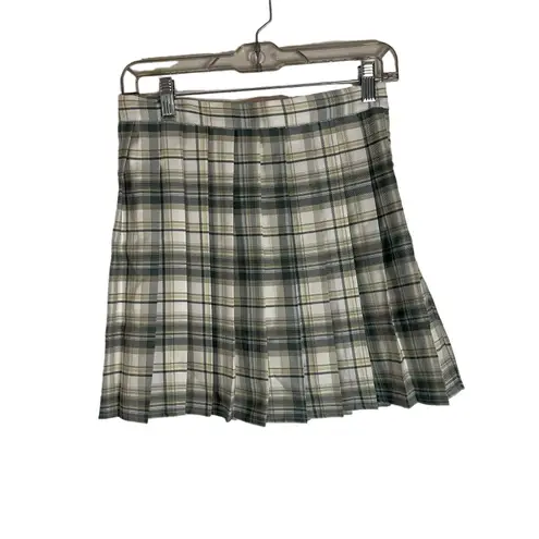 Urban Coco Women's Size Small Green Cream Plaid School Uniform Mini Skirt