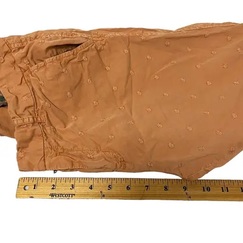 Sundance Pants 6 Orange Floral Applique Accents Skinny Mid Rise Cotton Stretch