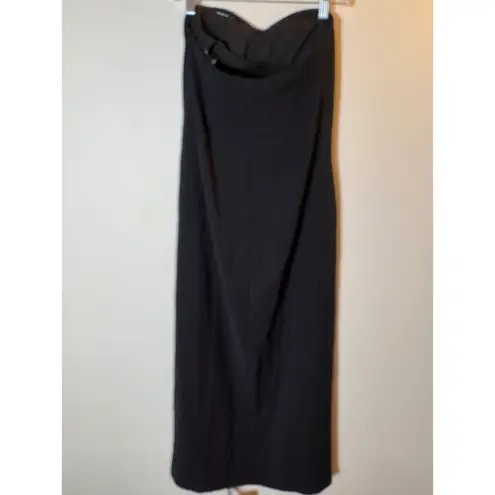 Open Edit Black Strapless Sweetheart Column Midi Dress Evening Cocktail XS