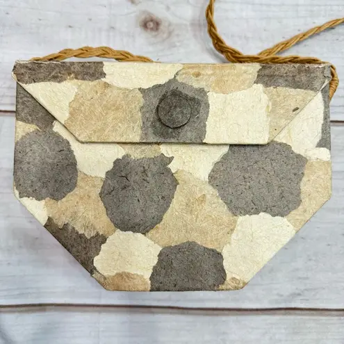 Timmy Woods Vintage Paper Mache Bag Purse Collectible Rare Raffia Shoulder Strap Gray