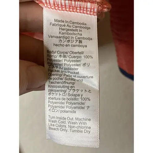 J Crew Unisex Quilted Coral Knit Pullover 1/4 Snap Button Style Sz M Orange Size M