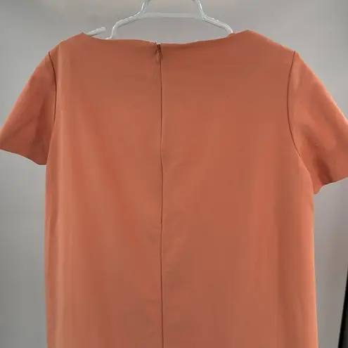 COS Orange peach Poplin High Low structured dress pockets 12 modern cotton