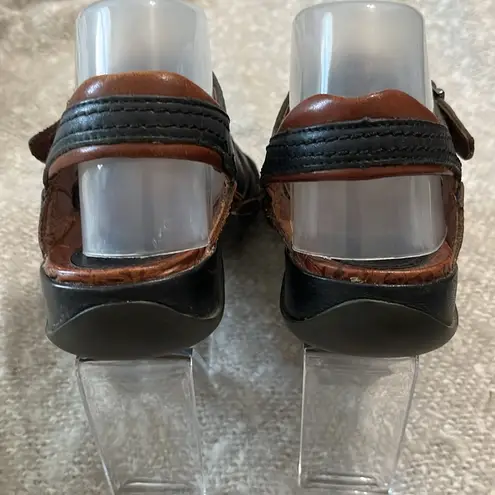 Ariat  Black Brown‎ Woven Leather Small Wedge Buckle Strap Sandal Size 8