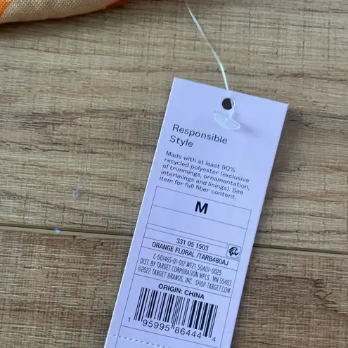 Wild Fable NWT  Mini Shirt Size M Orange Runched mesh