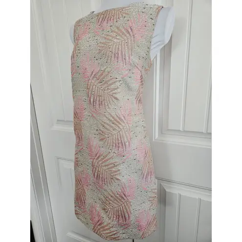 FRNCH Paris Shift Dress Size S Orange Pink Purple Tweed Cotton Lined Cutout Back